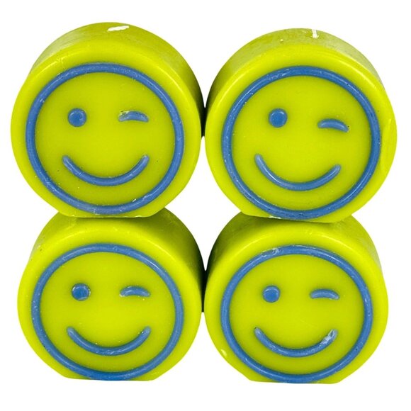 Room Essentials Candle Set Green Blue Smiley Face Figural 3" Decorative 4-Pack - Picture 1 of 4